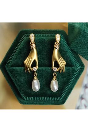 گوشواره جواهر طلائی مروارید TAKİŞKO - کد 864973142
