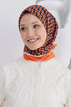 روسری نارنجی پنبه ای Emproyal - کد 833777330