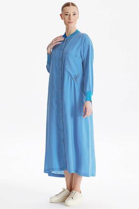 لباس آبی زنانه بافتنی Tığ Triko - کد 857596287
