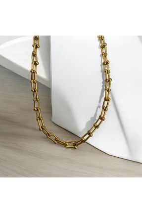 گردنبند استیل ( فولاد ) طلائی استیل ضد زنگ SAMİLA ACCESSORY - کد 864975466