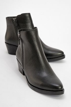 بوت / نیم بوت مشکی زنانه چرم خالص luvishoes - کد 865012189