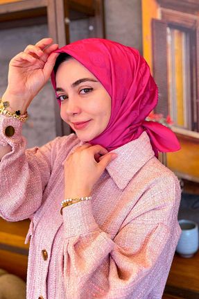 روسری صورتی پلی استر Aker - کد 812235831