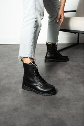 بوت / نیم بوت مشکی زنانه چرم مصنوعی Trendpink - کد 865038274