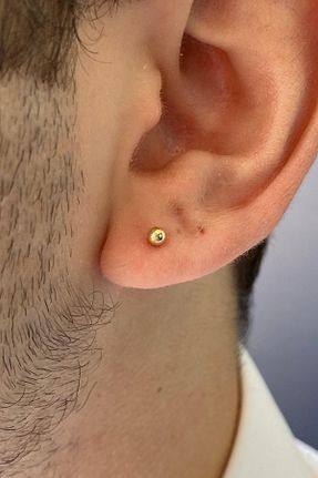 گوشواره طلا طلائی مردانه 14 عیار ZÜMRÜT SARRAF - کد 242770426