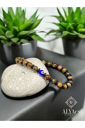 دستبند جواهر قهوه ای زنانه سنگ طبیعی alyacs - کد 865067572