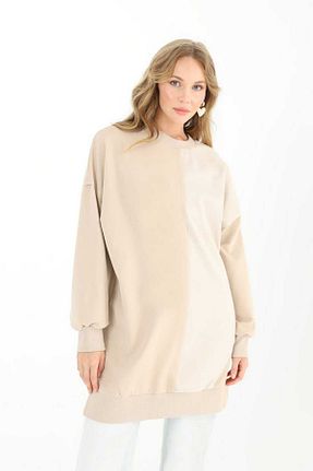 تونیک حجاب بژ زنانه پنبه ای Puane - کد 865089859