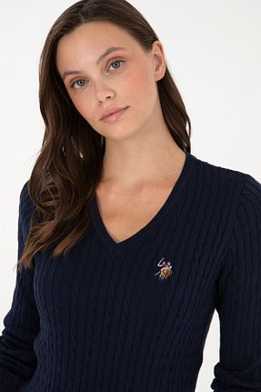 پلیور سرمه ای زنانه ساده U.S. Polo Assn. - کد 865153039