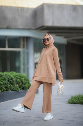 ست بالاتنه و پائین تنه حجاب قهوه ای زنانه Relaxed NS Moda - کد 865155592
