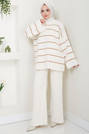 ست بالاتنه و پائین تنه حجاب سفید زنانه رگولار hafsamina - کد 865162764