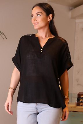 بلوز مشکی زنانه ساده Nazen Giyim - کد 824318911