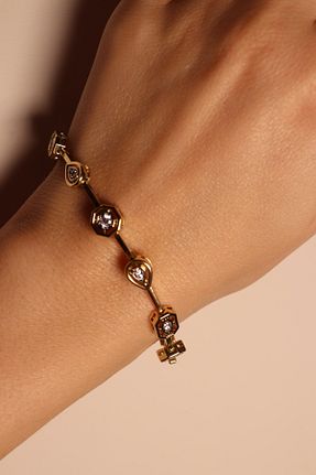 دستبند جواهر طلائی زنانه زیرکن Pao Rosa - کد 865172294