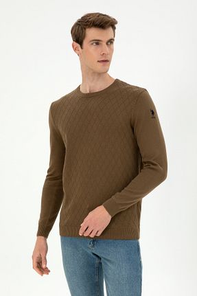 پلیور خاکی مردانه ساده U.S. Polo Assn. - کد 865190697