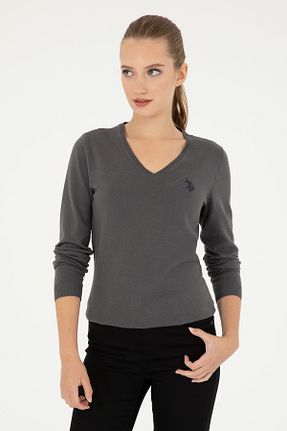 پلیور طوسی زنانه ساده U.S. Polo Assn. - کد 865199596
