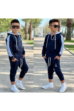 ست بالاتنه و پائین تنه سرمه ای بچه گانه بافت Uslukids - کد 865220311