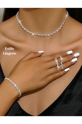 ست جواهر زنانه روکش نقره Estilo Lingerie - کد 842486559