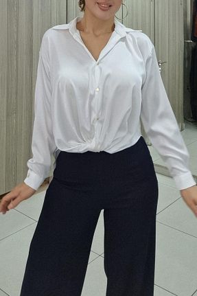 بلوز سفید زنانه ساده Maya Butik - کد 861914541