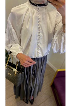 پیراهن حجاب سفید زنانه کراپ MODA - کد 865231610