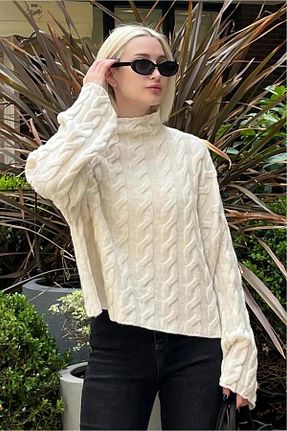 پلیور نباتی زنانه Saç Örgü De Pose - کد 865268027