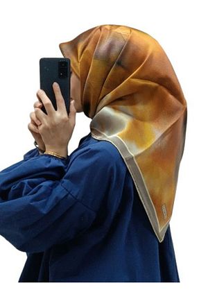 روسری طوسی کرپ ساتن ابریشم Armine - کد 865280019