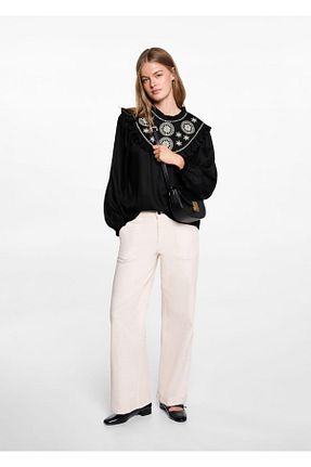 بلوز مشکی زنانه ساده MANGO Teen - کد 865283382