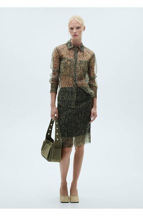 تیشرت نباتی زنانه رگولار MANGO - کد 865283333