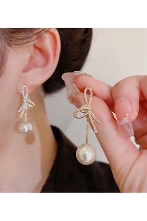 گوشواره جواهر زرد مروارید Aksesuar - کد 844625879
