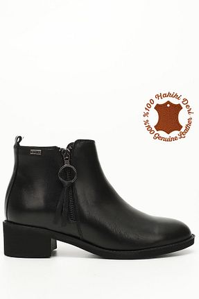 بوت / نیم بوت مشکی زنانه چرم خالص GÖNDERİ(R) - کد 51265988