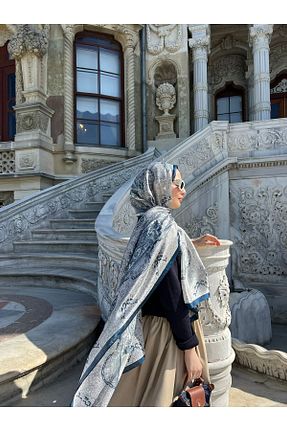 دستمال گردن سرمه ای زنانه ابریشم Lunora - کد 865304062