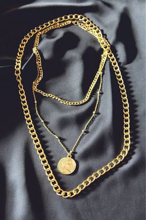 گردنبند جواهر طلائی زنانه روکش طلا MOD BASKI - کد 865429864