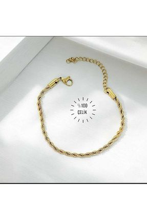 دستبند استیل (فولاد) طلائی زنانه استیل (فولاد) Glintist - کد 863143497