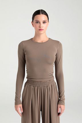 بلوز قهوه ای زنانه ساده SHEISMONO - کد 859991739
