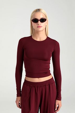 بلوز زرشکی زنانه ساده SHEISMONO - کد 859924919
