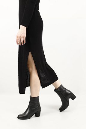 بوت / نیم بوت مشکی زنانه چرم خالص GÖNDERİ(R) - کد 683357045