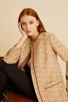 کت قهوه ای زنانه چرم مصنوعی Naramaxx - کد 757392463