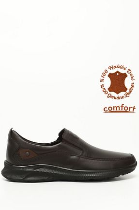 کفش کژوال قهوه ای مردانه چرم خالص GÖNDERİ(R) - کد 809901943