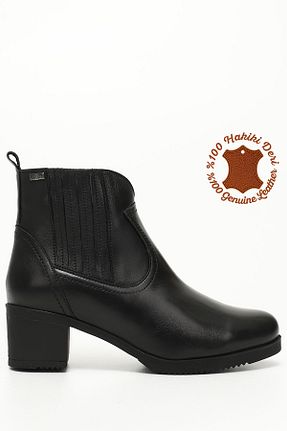 بوت / نیم بوت مشکی زنانه چرم خالص GÖNDERİ(R) - کد 42631765
