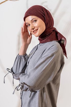 روسری زرشکی پلی استر JAWEL - کد 865442653