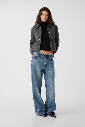 کت طوسی زنانه رگولار Stradivarius - کد 865438395