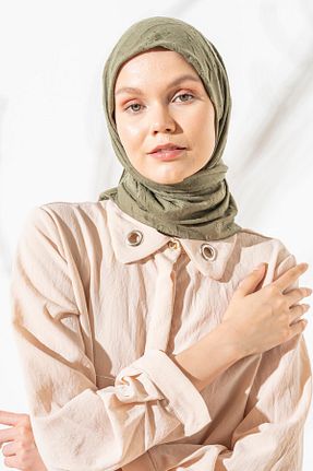 روسری خاکی پلی استر JAWEL - کد 865442743