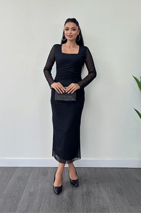 لباس مجلسی و فارغ التحصیلی مشکی زنانه توری giyimmasalı - کد 865542226