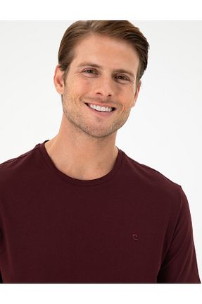 تیشرت زرشکی مردانه اسلیم فیت Pierre Cardin - کد 865464157