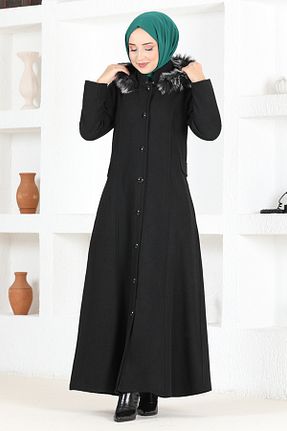 پالتو پشمی مشکی زنانه رگولار ModaMerve - کد 795521142