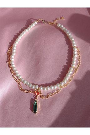 گردنبند جواهر سبز زنانه مروارید Reorah Collection - کد 865466529