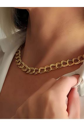 گردنبند استیل ( فولاد ) طلائی زنانه استیل (فولاد) Eva Takı - کد 865493245