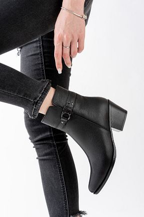 بوت / نیم بوت مشکی زنانه چرم خالص Dericalle shoes - کد 834986178