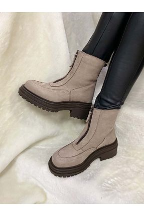 بوت / نیم بوت قهوه ای زنانه چرم خالص Burç - کد 407452833