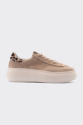 کفش اسنیکر بژ زنانه چرم اصل SHOEMARK - کد 865512269