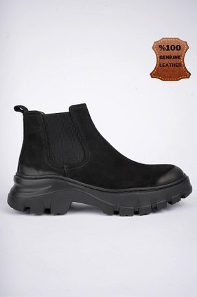 بوت / نیم بوت مشکی مردانه چرم خالص Muggo - کد 862142261