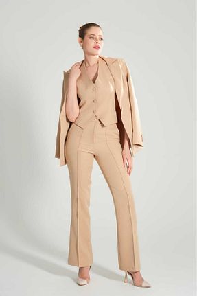 کت و شلوار قهوه ای زنانه یقه پرستوئی Cessa fashion - کد 853482880