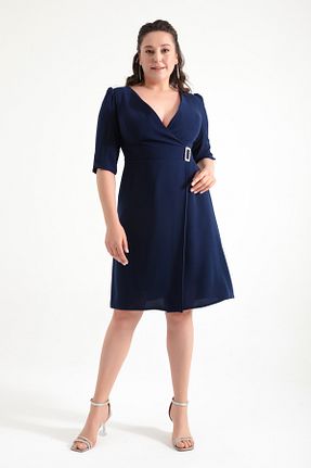 لباس مجلسی سایز بزرگ سرمه ای زنانه یقه هفت Lafaba - کد 824524947
